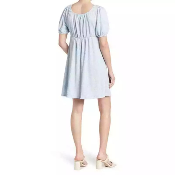 NWT Good Luck Gem V-Neck Bow Puff Sleeve Mini Dress Women's S Blue Minimalist - Picture 5 of 10